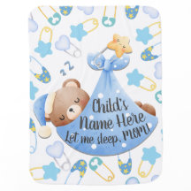 Baby Bear Sleeping Boy Texte Personnalisé