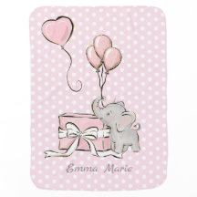 Baby Girl Elephant rose Ballons Nom Pois