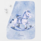 Bleu Rocking Horse Couverture bébé