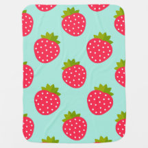 Couverture bébé bleue aux fraises