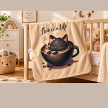 Couverture bébé Chat Noir Café – Joli Chat Douille