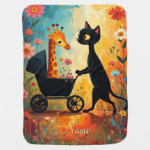 Couverture bébé girafe chat mignon
