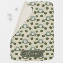 Couverture bébé grenouille | Vert et beige