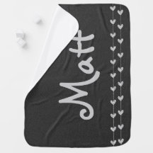 Couverture noire grise personnalisée de bébé de