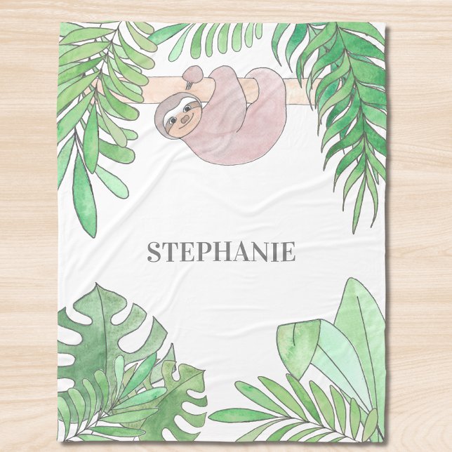 Couverture pour bébé Fille Sloth personnalisée (Créateur téléchargé)