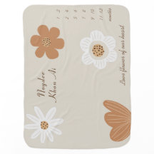 Minimalist Brown Beige Flowers, Milestone