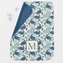 Monogramme de tortues marines bleues et crémeuses
