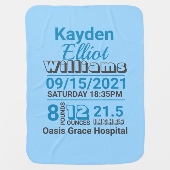 Couverture Pour Bebe Nom De Famille Bleu Faire Part De Naissance Zazzle Ca