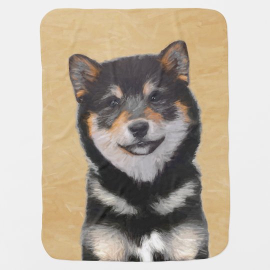 Couverture Pour Bebe Peinture De Shiba Inu Noir Et Tan Art De Chien Zazzle Ca