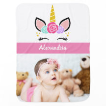 Photo personnalisée et nom/licorne florale