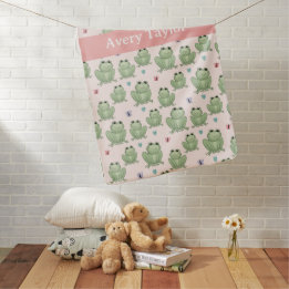 Couverture Pour Bébé Prénom Personnalisé Grenouille Aquarelle Rose Nurs