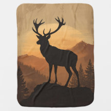 Silhouette de cerf majestueux au coucher du soleil