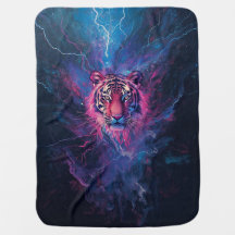 Tigre abstrait de tonnerre néon Éclat électrique