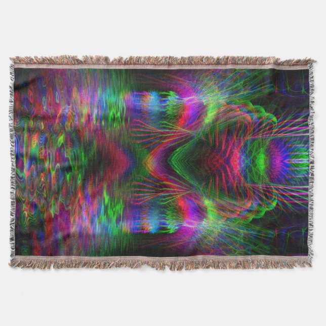 Couverture Psychedelic Rainbow Love Heart Woven Throw Blanket (Devant)