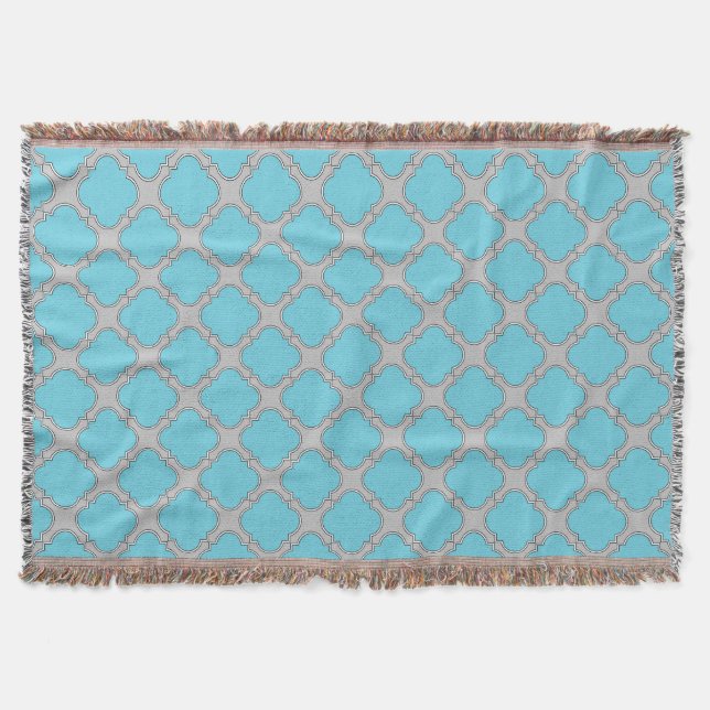 Couverture Quatrefoil bleu et gris (Devant)