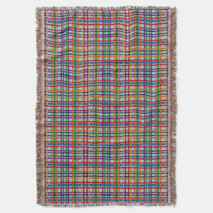 Couverture Rayure Carreaux Plaid Rustique Arc-en-ciel Gris Bl