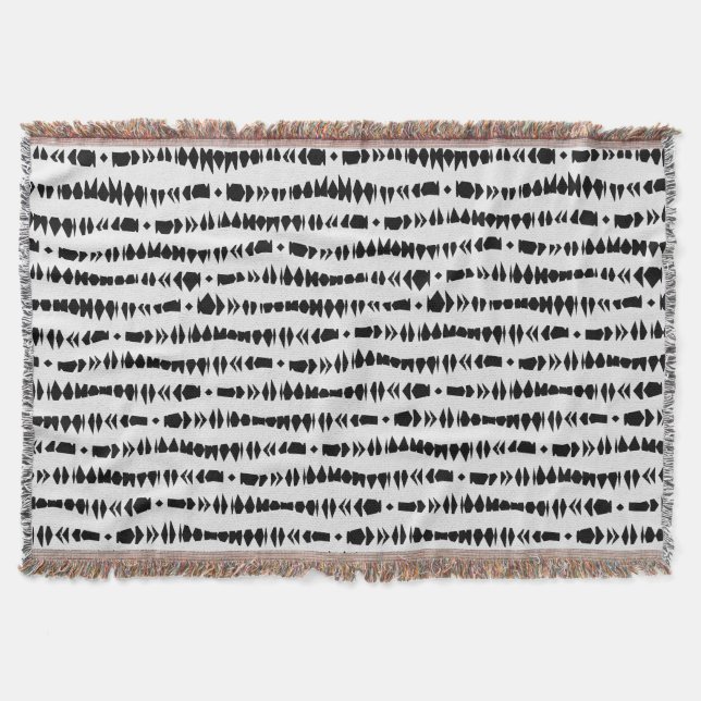 Couverture Rayures tribales contemporaines blanches et noires (Devant)