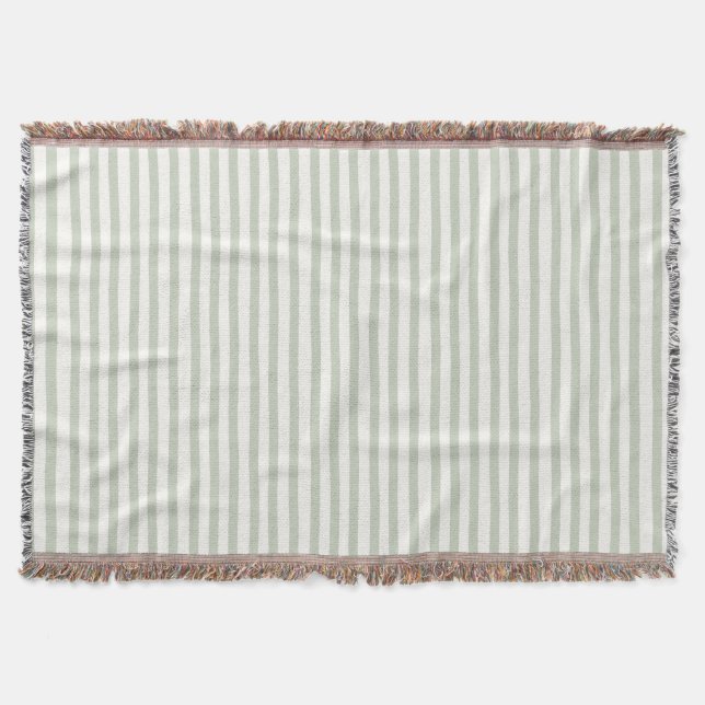 Couverture Rayures Vertes Blanches Chic (Devant)