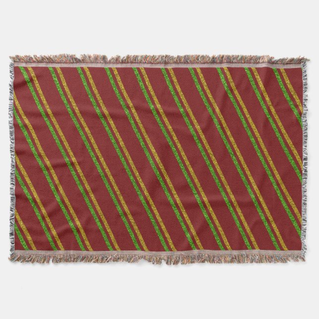 Couverture Rayures vertes et dorées Paillettes (Devant)