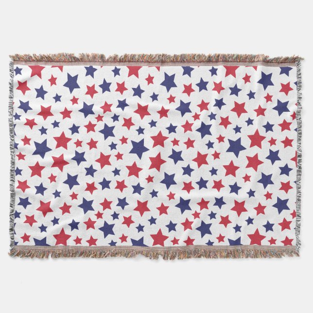 Couverture Red and Blue Stars, 4th of July, White Background (Devant)