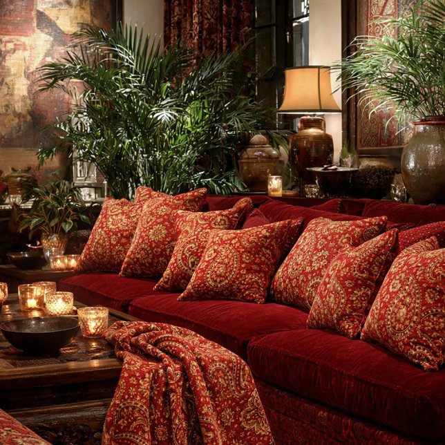 Couverture Red & Gold Paisley Pattern Throw - Room Design  (Créateur téléchargé)