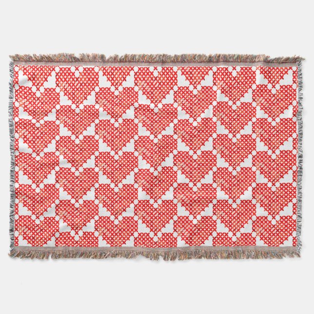Couverture Red Hearts Cross Stitch Look Pays (Devant)