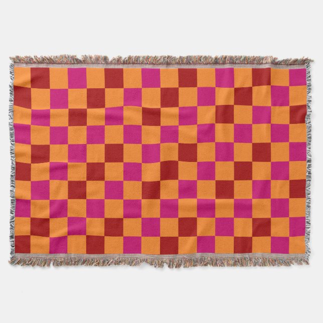 Couverture Red Orange Pink Checkered Pattern Design  (Devant)