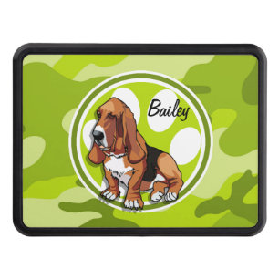 Couverture Remorque D'attelage Basset Hound; camo vert vif, camouflage