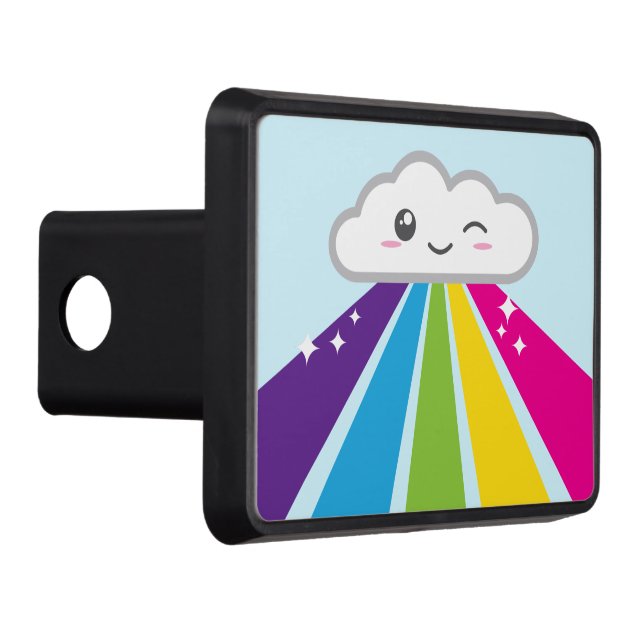 Couverture Remorque D'attelage Couverture Hitch de Kawaii Cloud et Rainbow Traile (Droite)