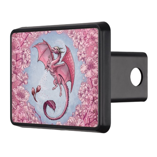 Couverture Remorque D'attelage Dragon rose du printemps Nature Imaginaire Art (Gauche)
