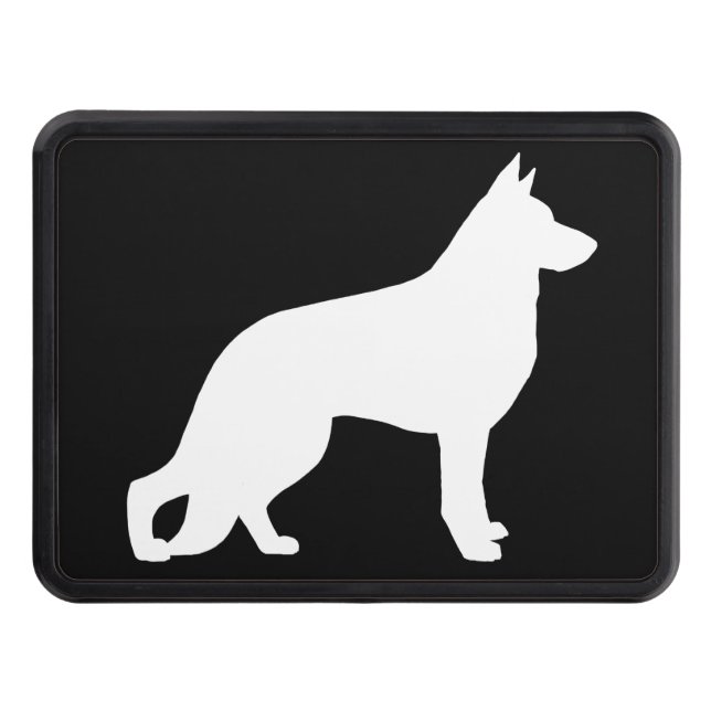 Couverture Remorque D'attelage Silhouette blanche GSD K9 de chien de berger (Devant)