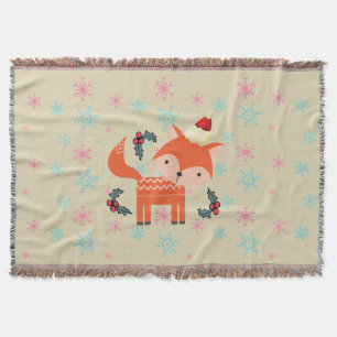 Couverture Renard Orange À Santa Hat Joli Noël Whimsical