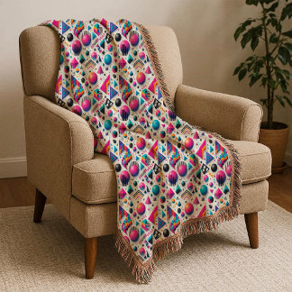 Couverture Retro 90s Memphis Geometric Neon Bold Throw Blanke