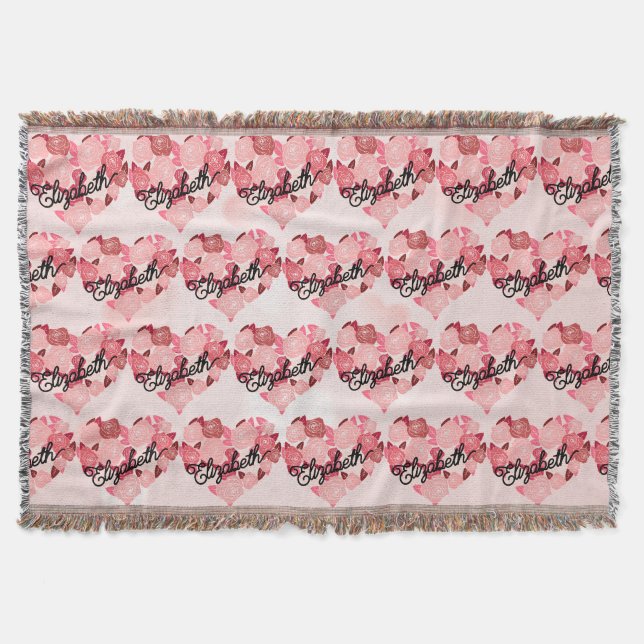 Couverture Retro Boho Floral I Heart Nom calligraphie texte (Devant)