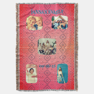 Couverture Retro Family Photo Red Diamond Pattern 