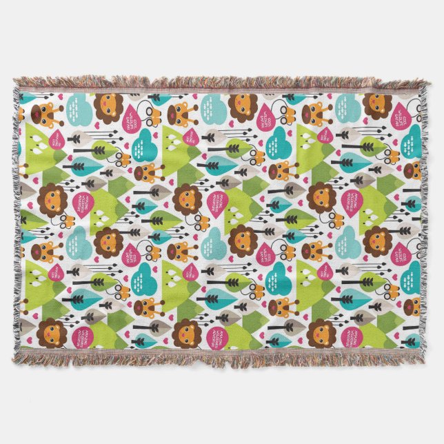 Couverture rétro faune de lion de safari d'enfants (Devant)