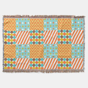 Couverture Rétro motif bleu orange de patchwork de jaune de