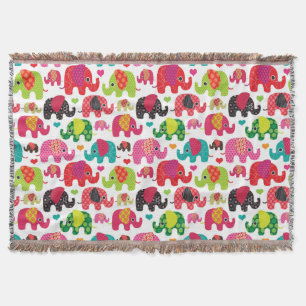 Couverture rétro papier peint de motif d'enfants d'éléphan
