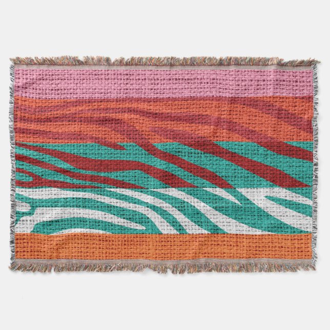 Couverture Retro Zebra Skin Imprimer Motif Burlap Rustique #6 (Devant)