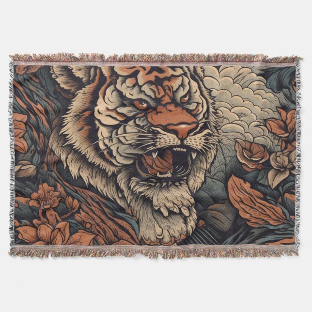 Couverture Roaring avec un tatouage de tigre étonnant couleur (Devant)