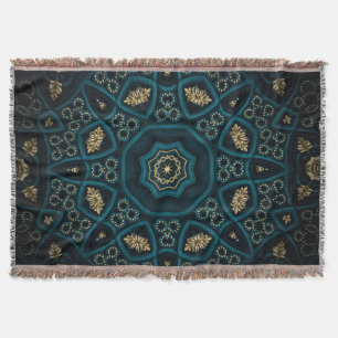 Couverture Rose Boho Gold Vert Mandala