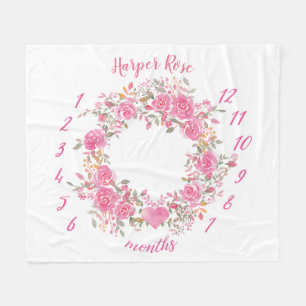 Couverture rose d'étape importante de bébé