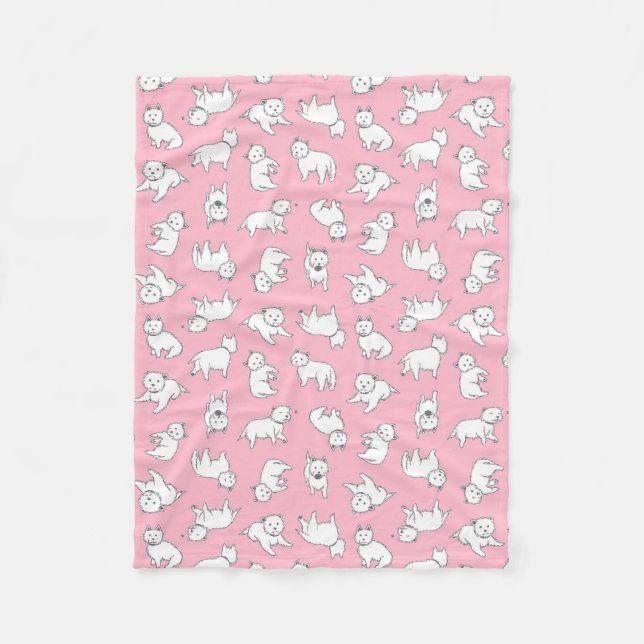 Couverture rose d'ouatine de Westies (Devant)
