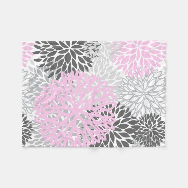 Couverture rose et grise de bébé de fleur (Devant (Horizontal))