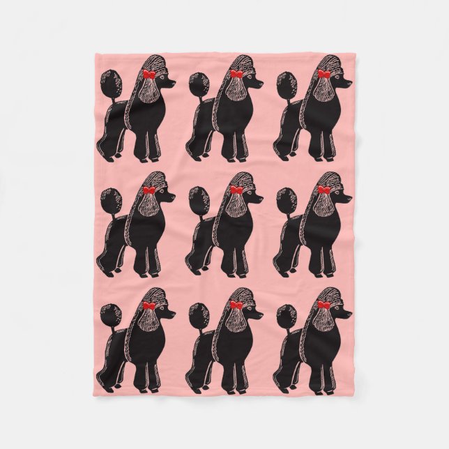 Couverture rose noire d'ouatine de caniches (Devant)