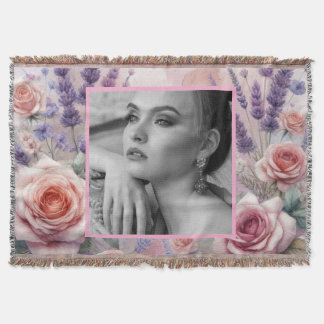Couverture rose roses lavande florale photo aquarelle