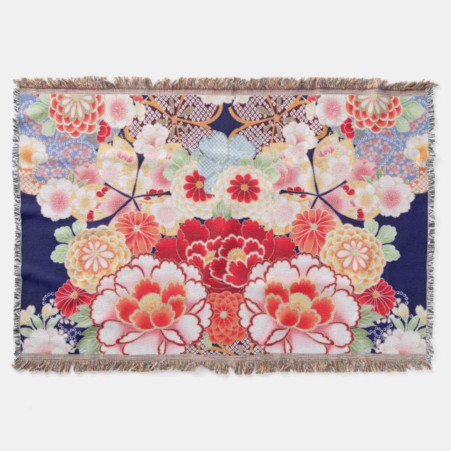 Couverture ROSE ROUGE BLANC FLEURS pivoines, Floral japonais  (Devant)