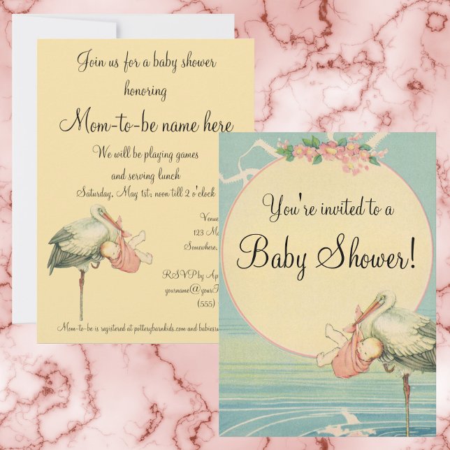 Couverture rose vintage, Baby shower Invitation (Créateur téléchargé)