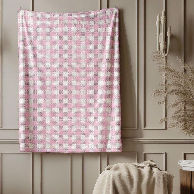Couverture rose vintage Cosy Nights (Vintage-Inspired Pink Plaid Blanket Cozy Nights)