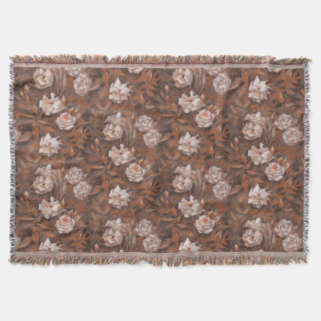Couverture Roses blanches, motifs floraux nostalgiques couleu (Devant)